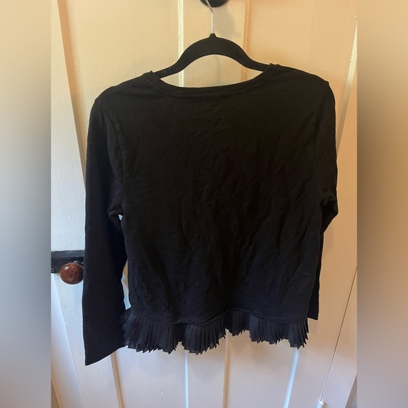 J. Crew Black Crewneck Sweatshirt With Pleated Trim,  M 100% Cotton - Picture 6 of 8